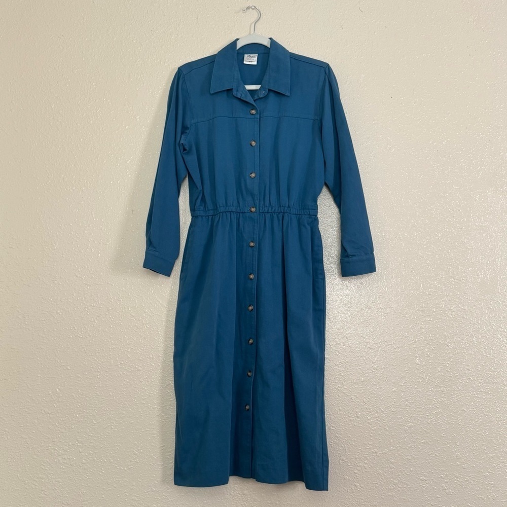 Norm Thompson 70s Vintage Cobalt Blue Utility Dress